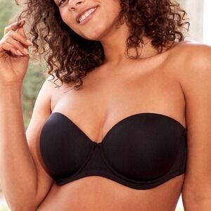 Wacoal Red Carpet Strapless Full Busted Underwire Bra Black 854119 US 34DD
